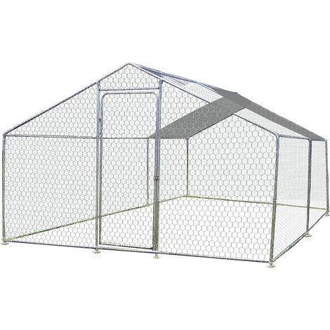 Enclos parc grillagé en acier galvanisé 6m2 pour 4-7 poules Habrita Foresta (1/3)