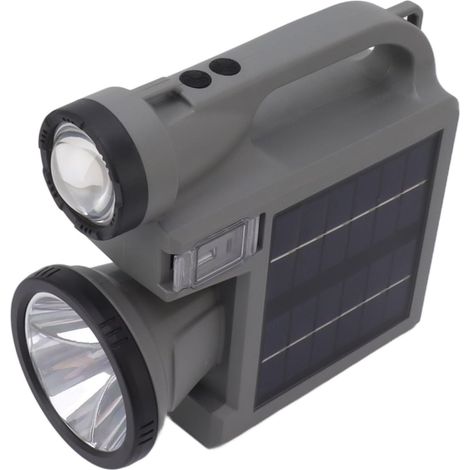 Tragbarer Scheinwerfer, LED-Solar-Taschenlampe mit doppeltem Solarpanel für Notfälle im Freien, Taschenlampen