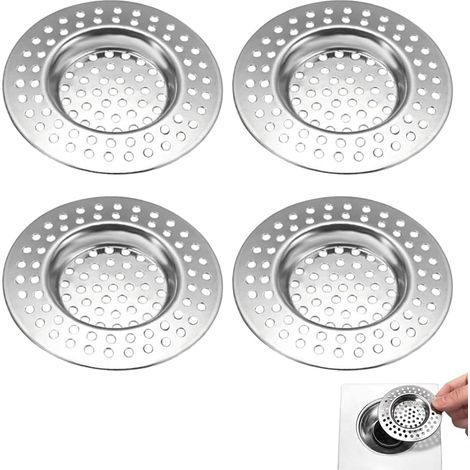 Lot de 4 tamis d'évier en acier inoxydable - Trous pour lavabo, douche, lavabo - En acier inoxydable (1/5)