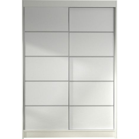 Armoire Closico 150, Blanc, 200x120x58cm, Portes d'armoire: Coulissantes, Nombre d'étagères: 5 (1/4)