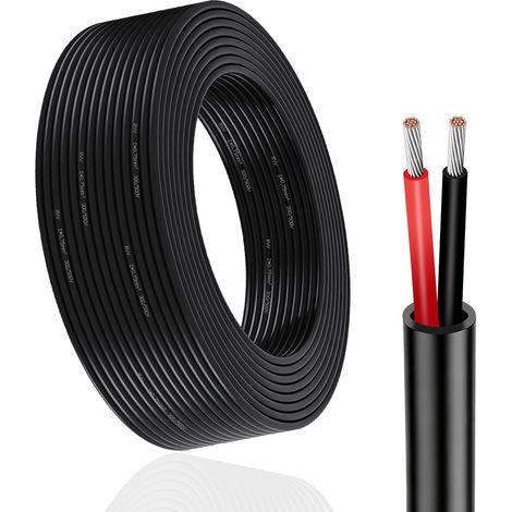 Câble Rond 2 Fils, 2 x 0,75 mm², 5M, Câble électrique Rouge/Noir, 12V/24V fil de cuivre étamé pour Le câblage des Feux arrière de remorque, L'automobile fil electrique, Equipement de Bateau (1/5)