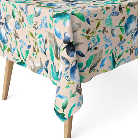 Nappe Anti-Taches enduite rectangulaire 300x140 Aquarelle Bleue (1/5)