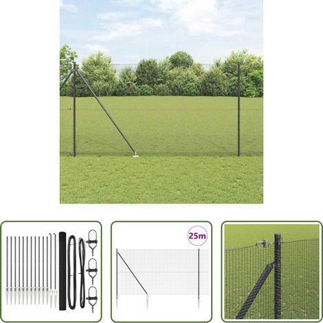 vidaXL Acier résistant - Poteau de clôture. Gris (1/5)