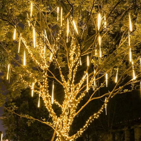 Guirlande Météore - 50 cm - 10 tubes - 540 LED - IP65 - Décoration Extérieure Jardin Arbre Noël Mariage - Couleurs Chaudes
