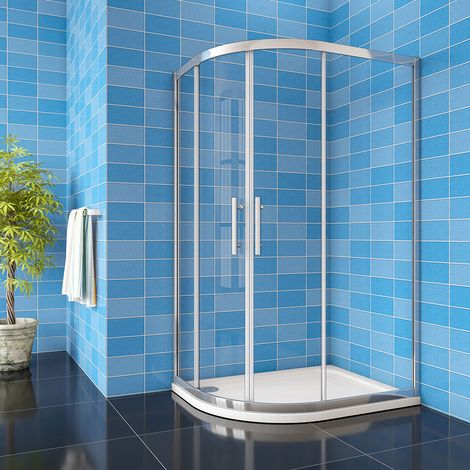 900x760x1900mm Chrome Offset Cubicle Quadrant Shower Enclosure