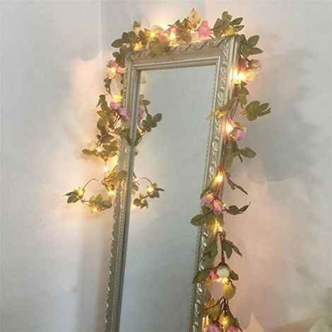 Luci a stringa LED da 2 metri con 20 fiori e foglie, alimentate a batteria, in rame, ideali per decorazioni di matrimoni, feste ed eventi (1/5)