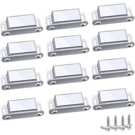 Pair (45mm-12pc)Loquet Magnetique, 12 Pièces Aimants loqueteaux magnétiques Placard Aimant Puissant Robuste Jusqu'à 6kg, Pour Tiroirs Porte de Douche Aimanté Armoire Placard, Cabinet, Meubles (1/5)