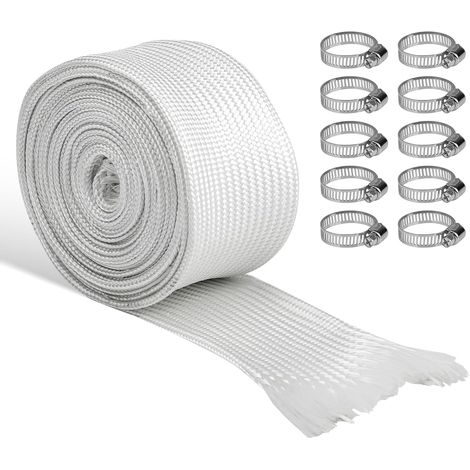 Tuyau d'échappement pour générateur électrique, Tuyau D'échappement Isolé 25mm pour Générateur 300CM, Echappement Chauffage de Stationnement Gaine en Fibre de Verre Haute Température avec 10 Clips (1/5)