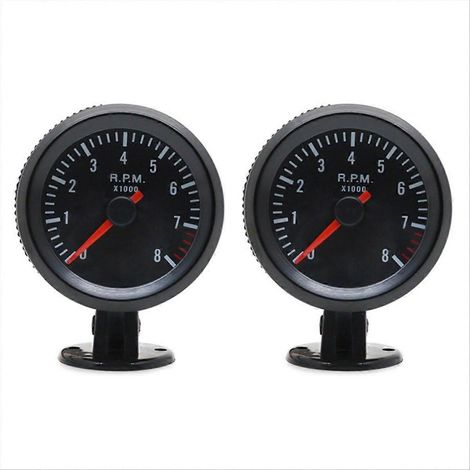 Lot de 2 tachymètres analogiques de 52 mm (2 pouces) pour voiture, 0-8000 tr/min (1/5)