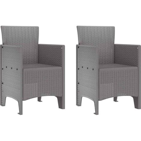 Lot de 2 Chaise de jardin,Chaise d'extérieur Gris clair 53 x 49 x 85 cm PP CFW8985988 (1/5)