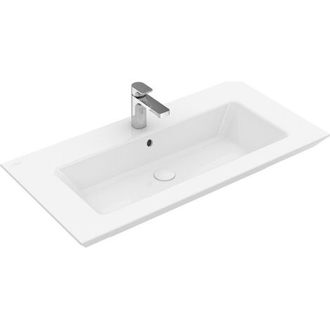 Legato, Piani lavabo, 800 x 500 mm, Rettangolare, Per rubinetteria 3 fori, foro centrale forato, senza troppopieno, I modelli senza troppopieno devono essere dotati di piletta non chiudibile, Sanitari