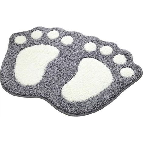 Non-slip bath mat, kitchen/bathroom mat, soft and comfortable patterns, absorbent for bath time, suitable for bedroom, kitchen, hallway, entryway, cotton, grey, medium 60 x 40 cm