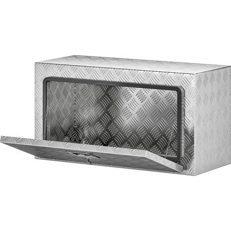96-Liter-Werkzeugkasten aus Aluminium mit Vorhängeschloss, 2 Schlüsseln und seitlichem Tragegriff, 76,2 x 35,5 x 40,6 cm, silber