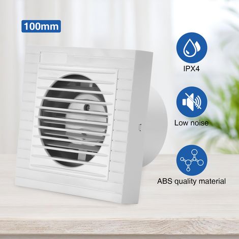 Randaco Ventilador de 100 mm, extractor de aire, ventilación mecánica controlada con válvula antirretorno, ventilación mecánica controlada para cuarto de baño, cocina, despacho, aseo, silencioso