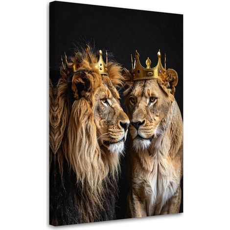 Quadro su tela, Leoni con corone, 40x60 (1/5)
