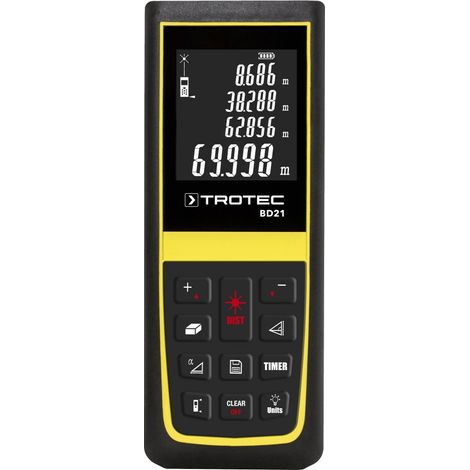 Trotec – Télémètre laser BD21 – Portée 0,05 à 70 m – Indice de protection IP41 – Fonction Pythagore pour mesures indirectes
