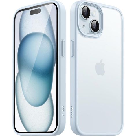 Handyhülle iPhone 15 Stoßfest Matt AntiFingerabdruck Blau (1/5)