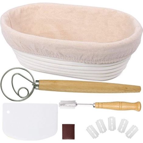 Panier de fermentation - Kit pour pain maison - Ensemble pour la fabrication du pain - Panier ovale - Accessoires pour pain maison multicolores (1/5)