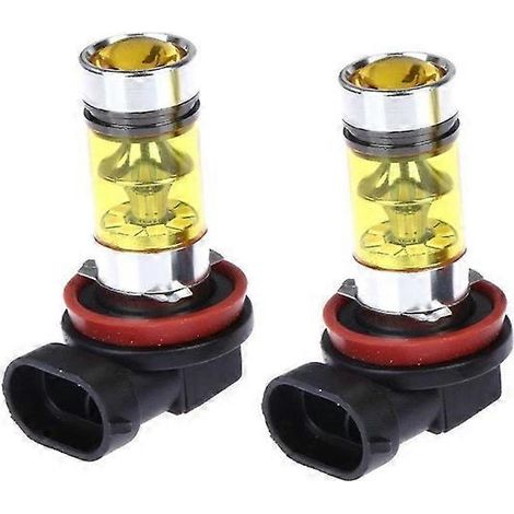 Lampe LED 100 W H8 H11 Feu antibrouillard jaune 2828 20 LED Phare Lumière jaune doré (1/4)