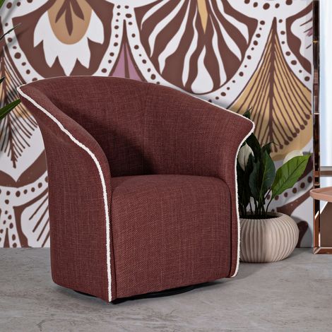 Poltrona Toamas, Poltroncina Base Girevole, Braccioli, Materiale Struttura in Metallo, 84x66x80h cm Rosso