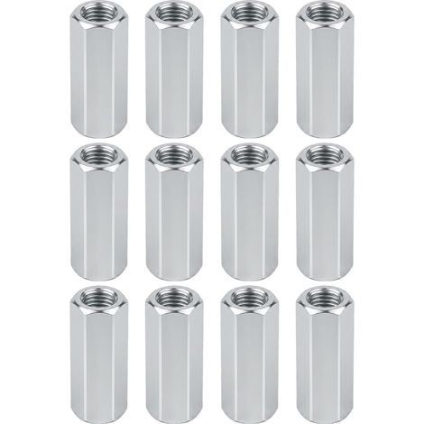 Lot de 12 Écrous D'accouplement Hexagonaux en Acier Carbone, M12 x 50 mm (1/5)