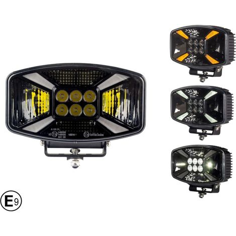 Projecteur universel LED 140 W à diode / lampe halogène, 12 V - 24 V, avec feux de jour (DRL) / feu de stationnement, blanc-jaun