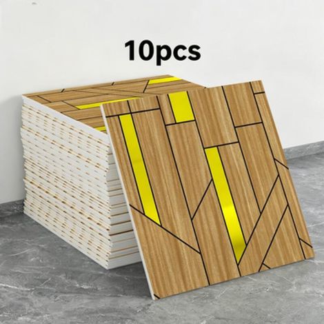 Juego de 10 papeles pintados autoadhesivos con efecto madera (efecto azulejo, dimensiones: 30 x 30 x 0,2 cm) (1/5)