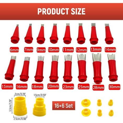 Calfeutrage Buse Applicateur Réutilisable,Trousse à outils universelle de buse en caoutchouc intégrée, Universel Kit D'outils De Buse En Caoutchouc Avec Base/Lot de 22 (6 accessoires) (1/4)