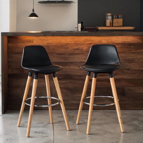 Tabouret de bar noir en PU 43 x 43 x 91 cm (1/5)