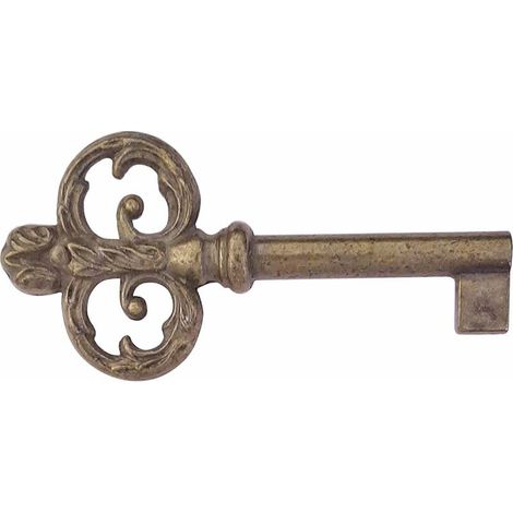 clé de meuble 65mm ancien serrure décoration rustique armoire vintage bruni (1/3)