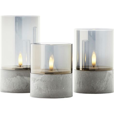 Brilliant LED Tischleuchten Kerzen Bougie grau rauchglas 3 Stück Tischlampe (1/3)