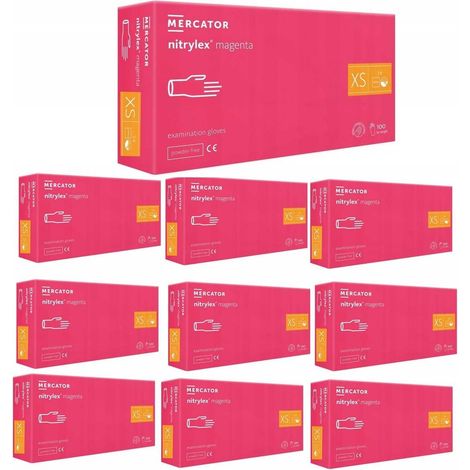 Guanti in nitrile 100 pezzi. 6-XS Nitrylex Magenta - 10 pezzi.
