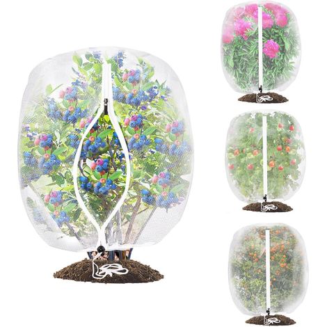 Set di 4 reti antinsetti da 1,05x0,7 m per rami di alberi da frutto e cespugli di mirtilli, con coulisse. (1/3)