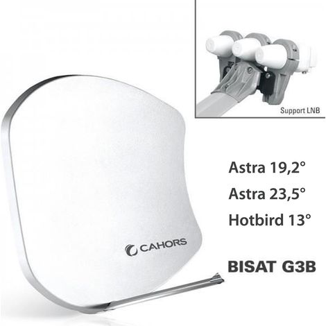Antenne Multisatellite Cahors SMC Bisat 3 sorties + 3 LNB - Astra 19,2°, Astra 23,5°, Hotbird 13° (1/2)