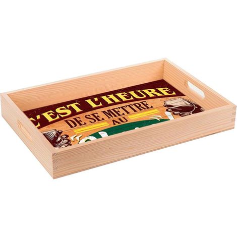 Plateau déco en bois - C'est L'heure - 35 x 23 cm (1/3)