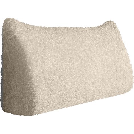 VERCART Großes Bettruhe Keilkissen, Lang Lesekissen, Dekoratives Kopfteilkissen, Dreieckiges Rückenkissen, Loungekissen für Tagesbett oder Couch,Weiß Plüsch,180x50x20CM (1/5)