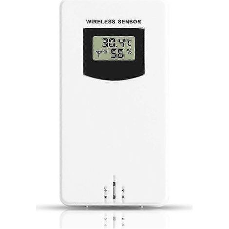 Higrómetro con sensor de temperatura y humedad (inalámbrico) - Blanco (1/4)