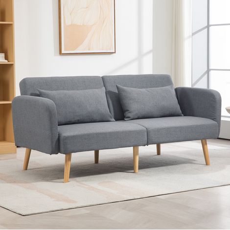 Canapé-lit 170/218 cm gris avec dossier réglable et ressorts ondulés (1/5)