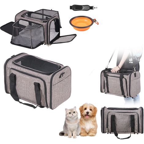 Caisse de transport pour chat et chien, animaux sous 25 kg, avec roues, poignée télescopique, bandoulière, usage polyvalent (1/5)