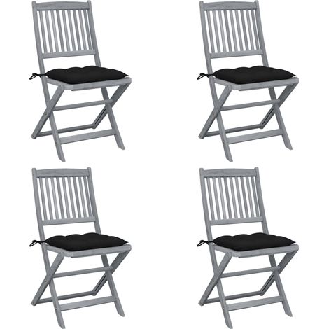 Klappbare Gartenstühle 4 Stk. mit Kissen Massivholz Akazie