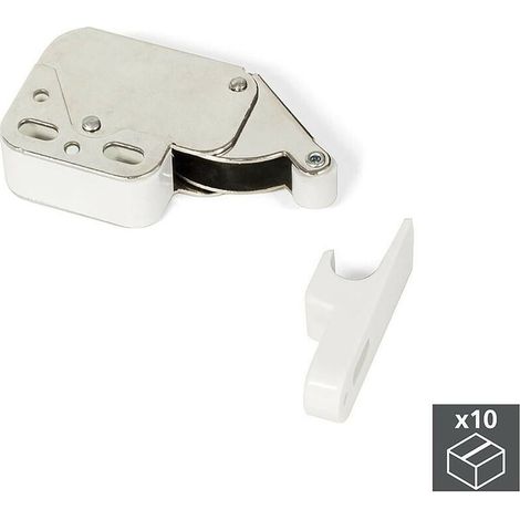 Emuca – Lot de 10 fermetures à pression pour meubles – Acier et plastique – Système d'éjection automatique – Dimensions 18x3x20mm (1/5)