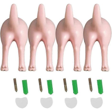 (Rose) Lot de 4 crochets muraux nordiques en plastique pour queue de chien, pour manteaux, chapeaux ou clés - Décoration de qualité (1/5)