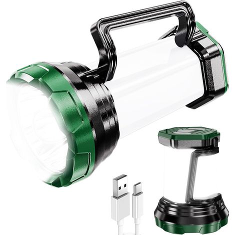 Grande lampe de poche LED - 15 000 lm - 6 modes - Rechargeable - Pour camping, chasse - Portable - Pour l'intérieur et l'extérieur (1/5)