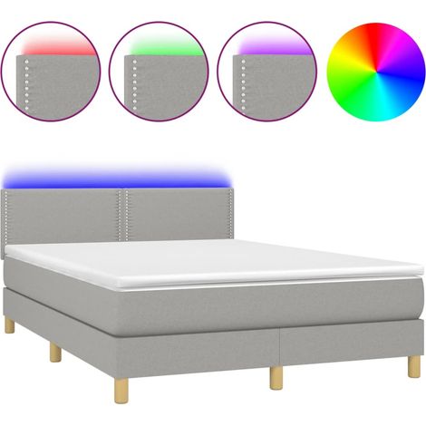 Maison Exclusive - Cama box spring colchón y luces LED tela gris (1/5)