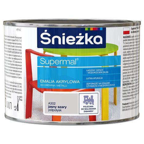 Smalto acrilico Supermal per legno e metallo, grigio chiaro semilucido, 0,4 l