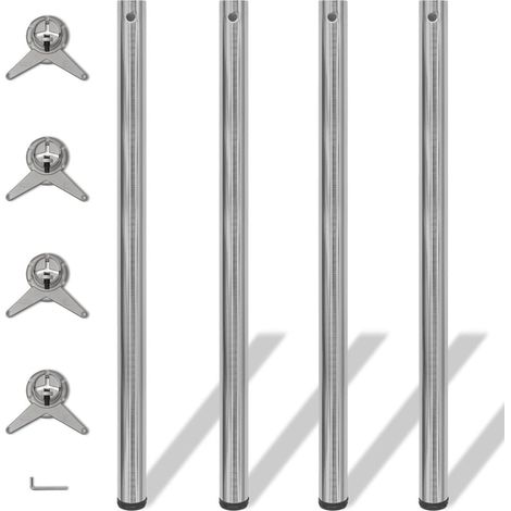 4 Height Adjustable Table Legs Brushed Nickel 1100 mm vidaXL