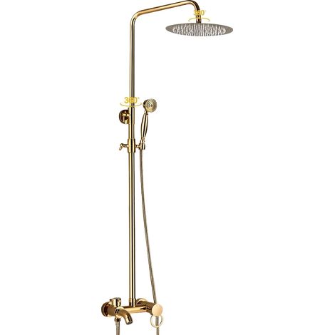 Ensemble de robinet de douche, douche à main, hauteur réglable, or (1/2)