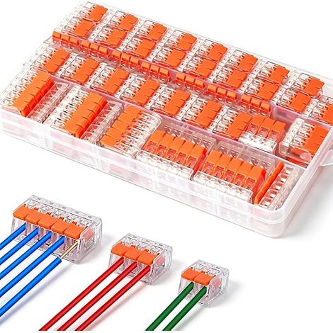 75 Pieces Electrical Connectors, Electrical Fitting Quick Electrical Connector 28-12 AWG, PA/PC Flame Retardant Compact Conductor Wire Connector 35pcs 2 Inputs, 25pcs 3 Inputs,15pcs 5 Inputs (1/5)