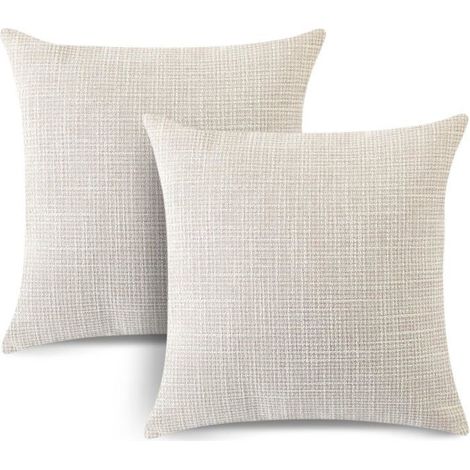 Ecleanfy - Lot de 2 housses de coussin 40x40 cm en lin. Couleur unie beige, pour salon, chambre et décoration intérieure. (1/5)