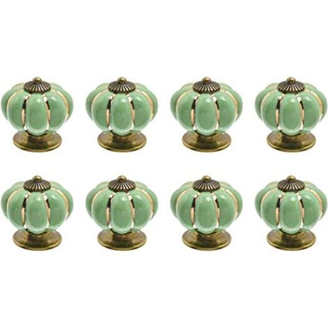 Stoex – Set mit 6 kürbisförmigen Keramik-Möbelknöpfen – 4 x 4 cm – 5 mm Befestigung – Zinklegierungsbasis für Schubladen und Schränke – Möbel-6